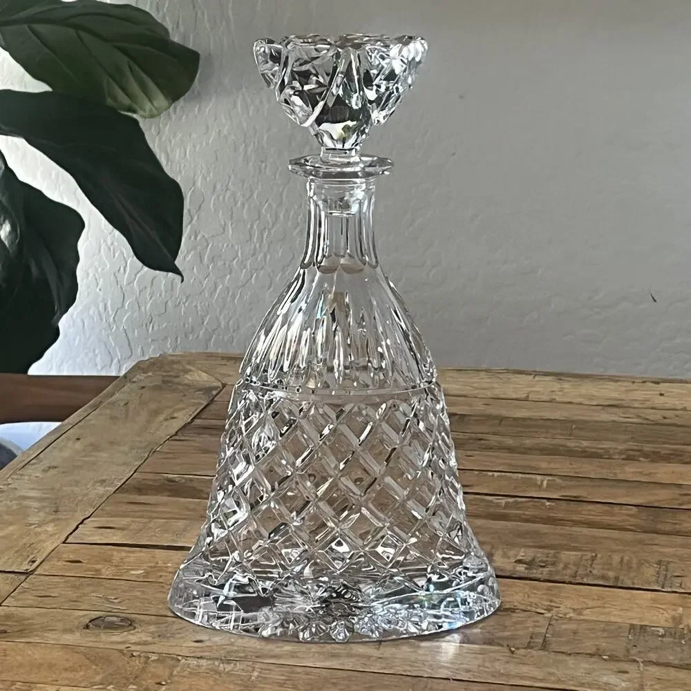 Vintage Bell Shaped Heavy Cut Glass Crystal Liquor Decanter 13